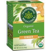 Organic Green Tea Ginger, 16 Tea Bags, Traditional Medicinals Teas