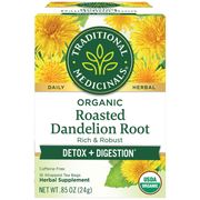 Organic Roasted Dandelion Root Tea, 16 Tea Bags, Traditional Medicinals Teas