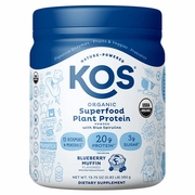 Organic Superfood Plant Protein Powder with Blue Spirulina - Blueberry Muffin, 13.75 oz (10 Servings), KOS