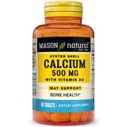 Oyster Shell Calcium 500 mg with Vitamin D3, 60 Tablets, Mason Natural