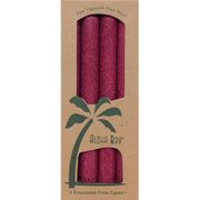 Palm Tapers 9 Inch, Unscented, Burgundy, 4 Candles, Aloha Bay