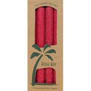 Palm Tapers 9 Inch, Unscented, Red, 4 Candles, Aloha Bay