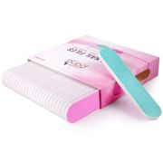 Pana Mini Double Sided Emery Board Nail Files - Pink/Teal (Grits: 80/80 to 180/240), 1 Pack (25 Pieces)