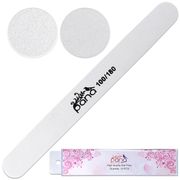 Pana Round Double Sided Emery Board Nail Files - White (Grit: 100/180), 1 Pack (10 Pieces)