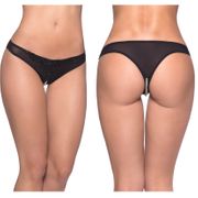 Paradise Crotchless Pearl Thong, Black, 3X/4X, Oh La La Cheri Lingerie