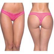 Paradise Crotchless Pearl Thong, Pink, 1X/2X, Oh La La Cheri Lingerie