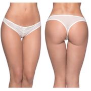 Paradise Crotchless Pearl Thong, White, One Size, Oh La La Cheri Lingerie