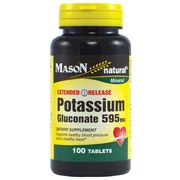 Potassium Gluconate 595 mg Extended Release, 100 Tablets, Mason Natural