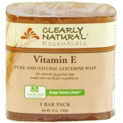 Pure and Natural Glycerine Bar Soap, Vitamin E, 3 Bar Pack (12 oz), Clearly Natural