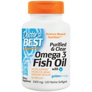 Purified & Clear Omega 3 Fish Oil, 120 Marine Softgels, Doctor's Best