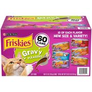 Purina Friskies Gravy Pleasers Wet Cat Food, Variety Pack, 5.5 oz x 60 Cans