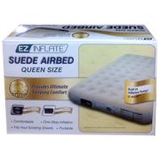 EZ Inflate Queen Size Suede Airbed with Built-in Pump