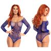 Rhinestone Snap Crotch Bodysuit, One Size, Royal Blue