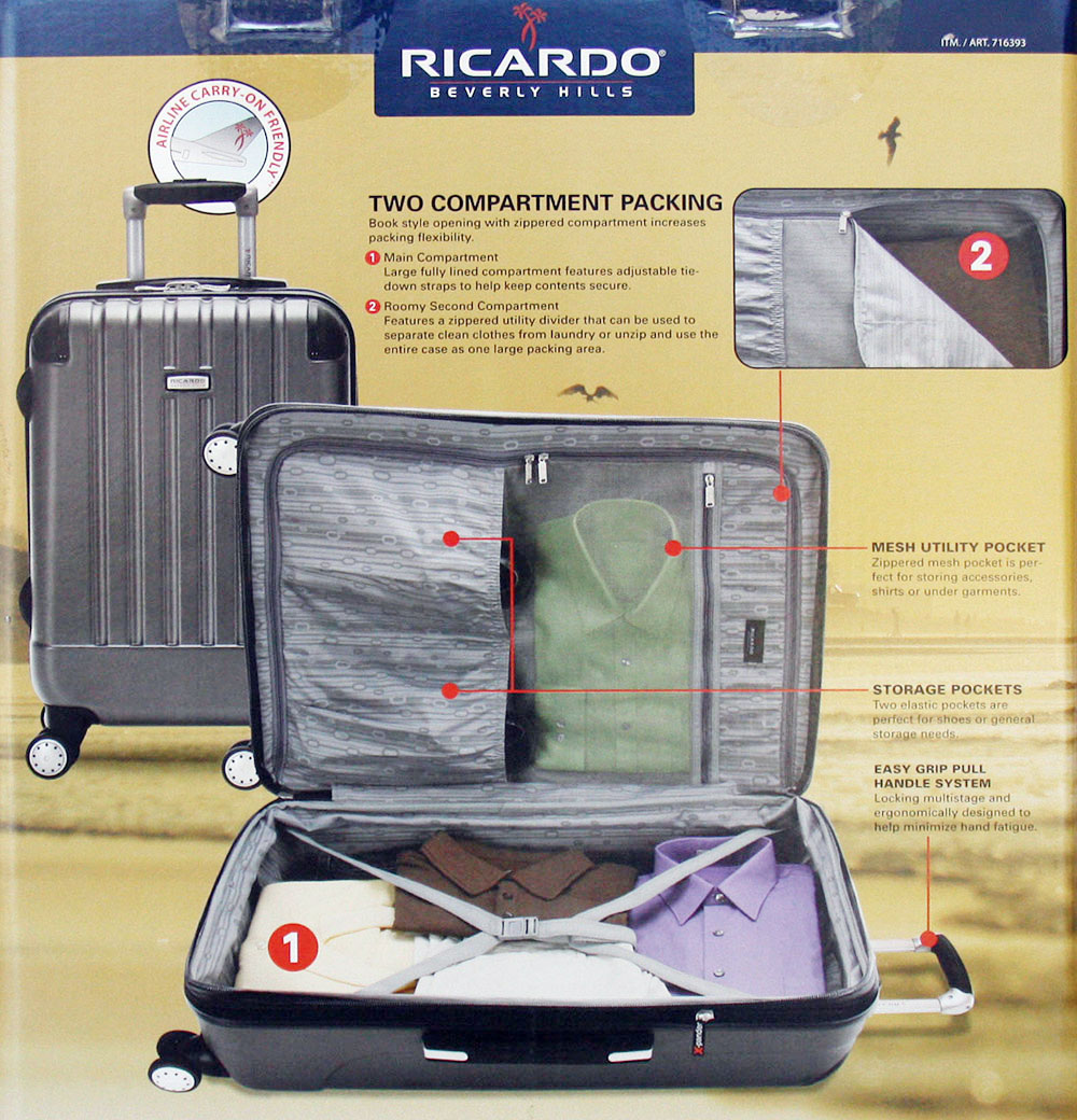 Ricardo Beverly Hills Lightweight Polycarbonate Luggage 2 Piece Travel