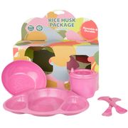 Rice Husk Little People Baby Dish Set Cotton Candy Pink 5-pc, 1 Set, EcoSouLife