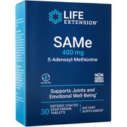 SAMe (S-Adenosyl-Methionine) 400 mg, 30 Enteric Coated Vegetarian Tablets, Life Extension