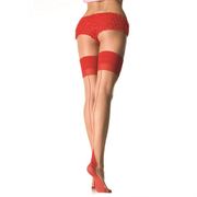 Sheer 2 Tone Stockings, One Size, Nude/Red, Leg Avenue Lingerie