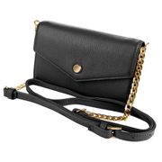 Stella & Max Black Leather Crossbody Smartphone Wallet