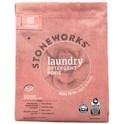 Stoneworks Laundry Detergent Pods, Rose Petal, 50 Loads, 750 g (1.65 lb), Grab Green
