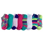 Stride Rite Girl's No-Show Sock - Party Star, 8 Pack