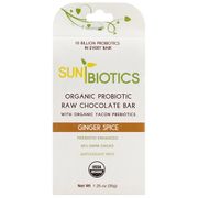 SunBiotics Organic Probiotic Raw Chocolate Bar - Ginger Spice, 1.25 oz x 6 pc, Windy City Organics