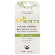 SunBiotics Organic Probiotic Raw Chocolate Bar - Pure Peppermint, 1.25 oz x 6 pc, Windy City Organics