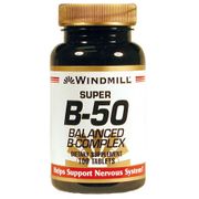 Super B-50, Balanced B Complex, 100 Tablets, Windmill Health Products