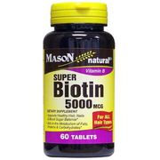 Super Biotin 5000 mcg, 60 Tablets, Mason Natural