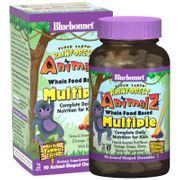 Super Earth Rain Forest Animalz Whole Food Based Multiple for Kids, Natural Cherry Flavor, 90 Chewable Tablets, Bluebonnet Nutrition