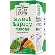 Sweet & Spicy Matcha, Flavored Green Tea, 18 Tea Bags, Good Earth Tea