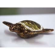 Swimming Turtle Gilt Jewelry Gift Box with Fine Crystals