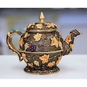 Teapot Gilt Jewelry Gift Box with Fine Crystals