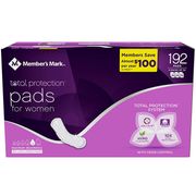 Total Protection Maximum Long Pads for Women, 192 ct, Member's Mark