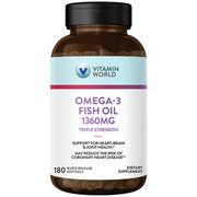 Triple Strength Omega-3 Fish Oil 1360 mg, Value Size, 180 Rapid Release Softgels, Vitamin World