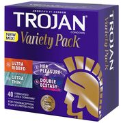 Trojan Variety Pack, Lubricated Latex Condoms, 40 Condoms