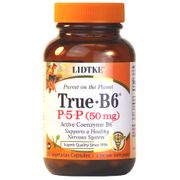 True B6 50 mg, Active Coenzyme Vitamin B6, 60 Vegetarian Capsules, Lidtke