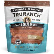 TruRanch 5-6" Collagen Rolls, Bully Flavor Dog Chews, 3.16 lb (24 Pack)