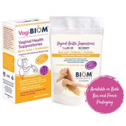 VagiBiom Boric Acid + Probiotics + Prebiotics Vaginal Health Suppository, 10 Suppositories, Biom Probiotics