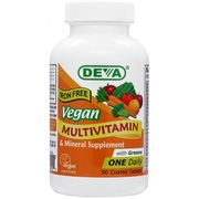 Vegan One Daily Multivitamin & Mineral Supplement, Iron Free, 90 Coated Tablets, Deva Vegetarian Nutrition
