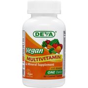 Vegan One Daily Multivitamin & Mineral Supplement with Iron, 90 Coated Tablets, Deva Vegetarian Nutrition