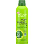 Very Emollient Clear Spray Sunscreen SPF 50 - Fragrance Free, 6 oz, Alba Botanica