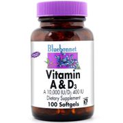 Vitamin A 10000 IU & D3 400 IU, 100 Softgels, Bluebonnet Nutrition