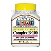 Vitamin B-100 Balanced Complex 60 Caplets, 21st Century Health Care
