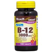Vitamin B-12 3000 mcg Sublingual Tablets, 100 Tablets, Mason Natural