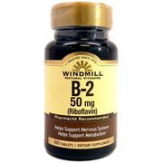 Vitamin B-2 50 mg, 100 Tablets, Windmill Health Products