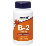 Vitamin B-2 (Riboflavin) 100mg 100 Caps, NOW Foods