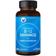 Vitamin B12 5000 mcg Sublingual, Value Size, 120 Microlozenges, Vitamin World
