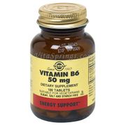 Vitamin B6 50 mg, 100 Tablets, Solgar