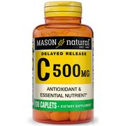 Vitamin C 500 mg, Delayed Release, 100 Caplets, Mason Natural