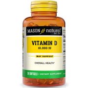 Vitamin D 10000 IU, 30 Softgels, Mason Natural